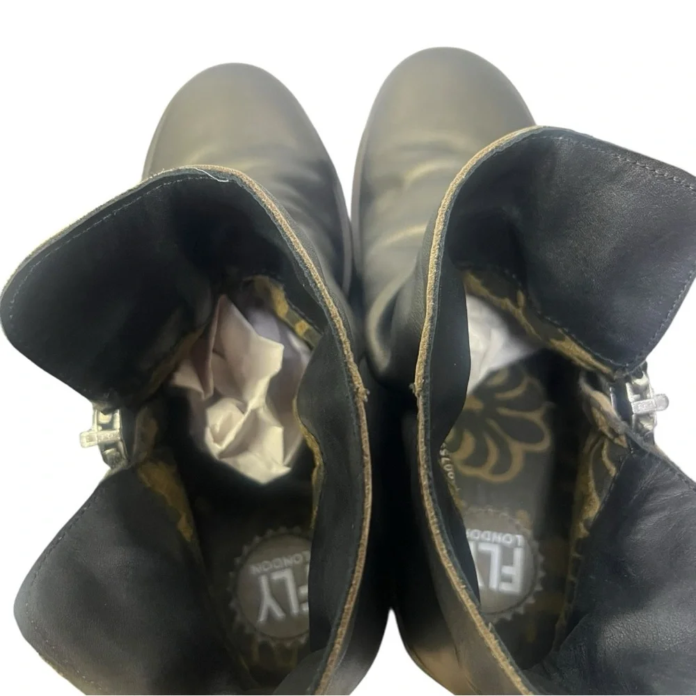 🖤 Fly London Wedge Ankle Boots – EU 42 /‎ US 10 – Black Leather